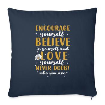 Encouragez la foi dont l’amour ne doute jamais - Housse de coussin décorative 45 x 45 cm - bleu marine - Devant