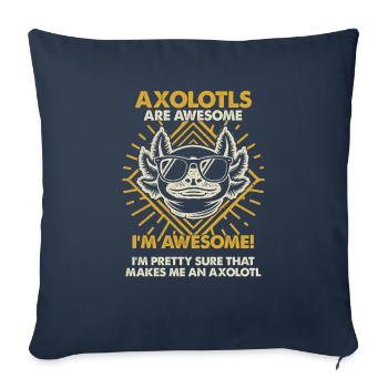 Les axolotls sont géniaux - Maman Papa - Housse de coussin décorative 45 x 45 cm - bleu marine - Devant