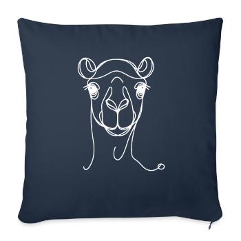 Line Art Papa Maman - Camel - Housse de coussin décorative 45 x 45 cm - bleu marine - Devant