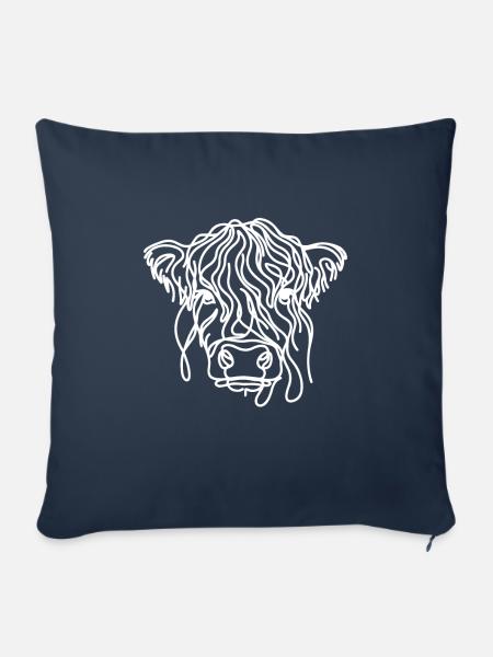 Linie Art Dad Mama Kuh - Galloway - Sofakissenbezug 45 x 45 cm - Navy