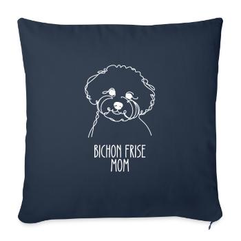 Line Art Mom - Bichon frisé - Housse de coussin décorative 45 x 45 cm - bleu marine - Devant