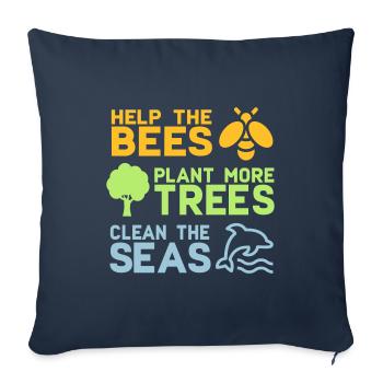 Aidez les abeilles à planter plus d'arbres | Forêt arbres nature - Housse de coussin décorative 45 x 45 cm - bleu marine - Devant
