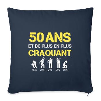 50 ans Cadeau Homme Drole - Housse de coussin décorative 45 x 45 cm - bleu marine - Devant