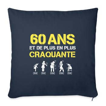 60 ans Cadeau Femme Drole - Housse de coussin décorative 45 x 45 cm - bleu marine - Devant