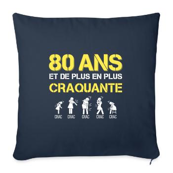 80 ans Cadeau Femme Craquante - Housse de coussin décorative 45 x 45 cm - bleu marine - Devant