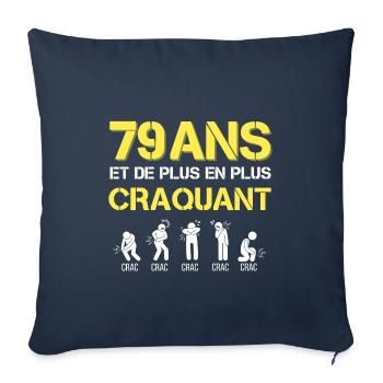 Cadeau homme anniversaire Homme humour papy 79 ans - Housse de coussin décorative 45 x 45 cm - bleu marine - Devant