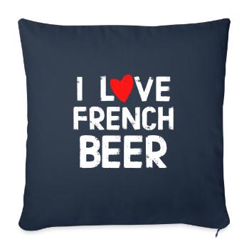 J'adore la bière française humour biere - Housse de coussin décorative 45 x 45 cm - bleu marine - Devant