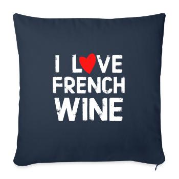 J'adore Le Vin Français Cadeau Drôle - Housse de coussin décorative 45 x 45 cm - bleu marine - Devant