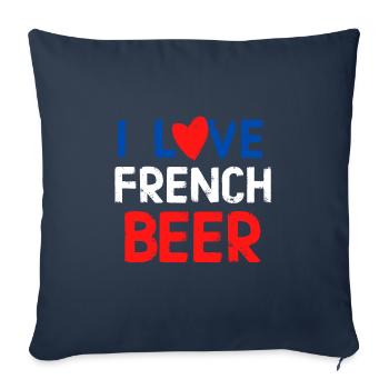 J'adore la bière Française Cadeau Humour - Housse de coussin décorative 45 x 45 cm - bleu marine - Devant