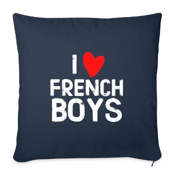 J'adore les Garçon Français - Housse de coussin décorative 45 x 45 cm - bleu marine - Devant
