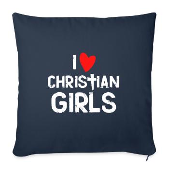 j'adore les filles chrétiennes - Housse de coussin décorative 45 x 45 cm - bleu marine - Devant