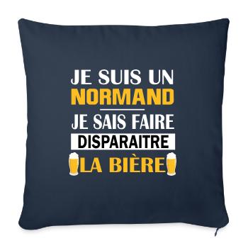 Maillot normand normandie bière humoristique apéro - Housse de coussin décorative 45 x 45 cm - bleu marine - Devant