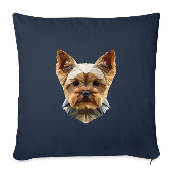 Yorkshire Terrier Low Poly Art Design - Sofa pillowcase 17,3'' x 17,3'' (45 x 45 cm) - navy - Front