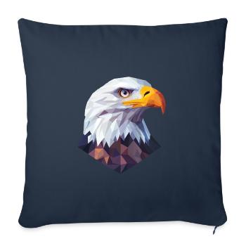 Conception du logo Low Poly de la tête d’aigle - Housse de coussin décorative 45 x 45 cm - bleu marine - Devant