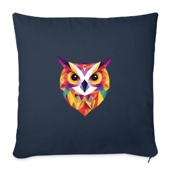 Low Poly Owl – un design moderne pour les petits malins - Housse de coussin décorative 45 x 45 cm - bleu marine - Devant