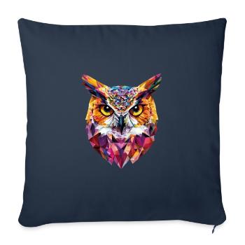 Low Poly Owl – un design moderne pour les petits malins - Housse de coussin décorative 45 x 45 cm - bleu marine - Devant