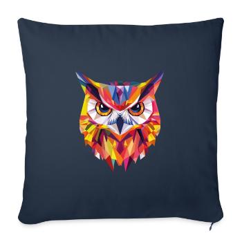 Low Poly Owl – un design moderne pour les petits malins - Housse de coussin décorative 45 x 45 cm - bleu marine - Devant