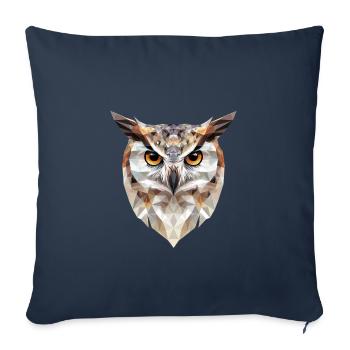 Low Poly Owl – un design moderne pour les petits malins - Housse de coussin décorative 45 x 45 cm - bleu marine - Devant