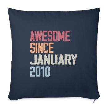 Anniversaire Janvier 2010 Rétro 2010 Janvier - Housse de coussin décorative 45 x 45 cm - bleu marine - Devant