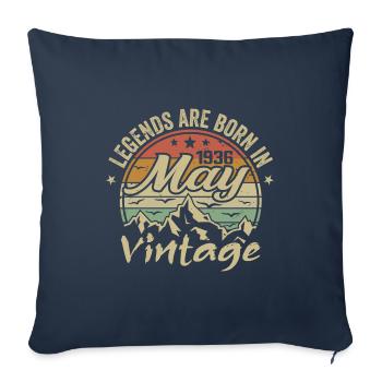 Mai 1936 Cadeau Anniversaire 1936 Vintage 1936 - Housse de coussin décorative 45 x 45 cm - bleu marine - Devant