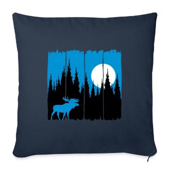 Moose in front of the moon / sun forest dweller forest deer animal - Sofa pillowcase 17,3'' x 17,3'' (45 x 45 cm) - navy - Front