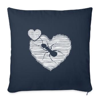 Fourmi ma colonie de fourmis « J’aime les fourmis » - Housse de coussin décorative 45 x 45 cm - bleu marine - Devant
