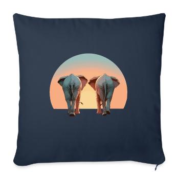 Elephants Two Pachyderms Sunrise Africa - Sofa pillowcase 17,3'' x 17,3'' (45 x 45 cm) - navy - Front