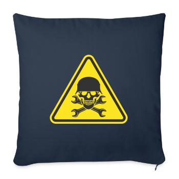 CRÂNE CASQUE DE GUERRE CLÉ OUTIL LOGO - Housse de coussin décorative 45 x 45 cm - bleu marine - Devant