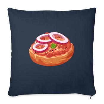 Bande dessinée Mettbrötchen Mett Hack Brötchen Zwiebeln - Housse de coussin décorative 45 x 45 cm - bleu marine - Devant