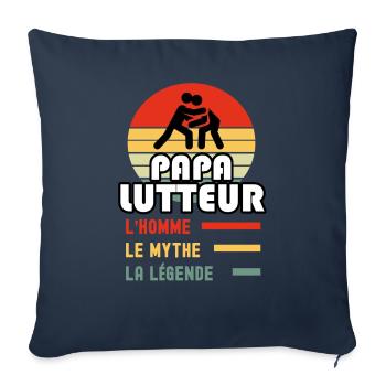 papa lutteur homme mythe légende vintage lutte - Housse de coussin décorative 45 x 45 cm - bleu marine - Devant