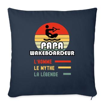 papa wakeboardeur homme mythe légende wakeboard - Housse de coussin décorative 45 x 45 cm - bleu marine - Devant