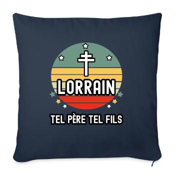tel père tel fils papa lorrain croix de lorraine - Housse de coussin décorative 45 x 45 cm - bleu marine - Devant