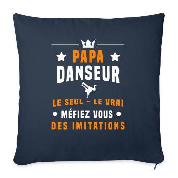 papa danseur méfiez vous imitations danse - Housse de coussin décorative 45 x 45 cm - bleu marine - Devant