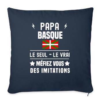 papa basque drapeau le seul le vrai pays basque - Housse de coussin décorative 45 x 45 cm - bleu marine - Devant