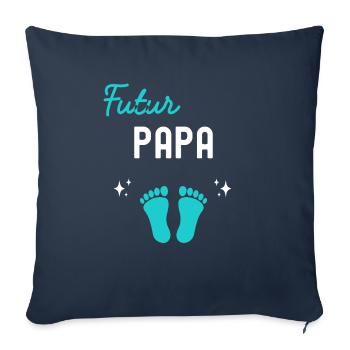 Futur papa cadeau naissance grossesse papa - Housse de coussin décorative 45 x 45 cm - bleu marine - Devant