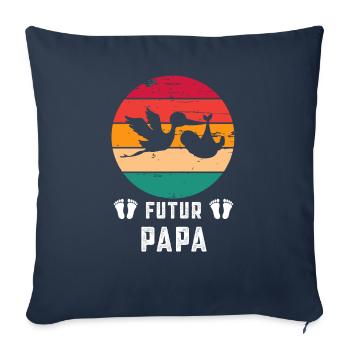 Futur papa père annonce grossesse retro - Housse de coussin décorative 45 x 45 cm - bleu marine - Devant