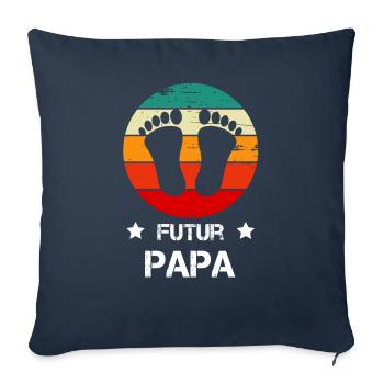 Futur papa père annonce grossesse vintage - Housse de coussin décorative 45 x 45 cm - bleu marine - Devant