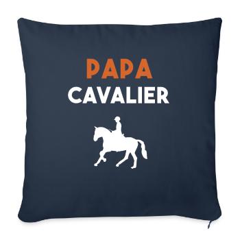 papa cavalier cadeau papa équitation cheval - Housse de coussin décorative 45 x 45 cm - bleu marine - Devant