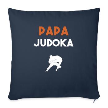 papa judoka cadeau papa judo - Housse de coussin décorative 45 x 45 cm - bleu marine - Devant