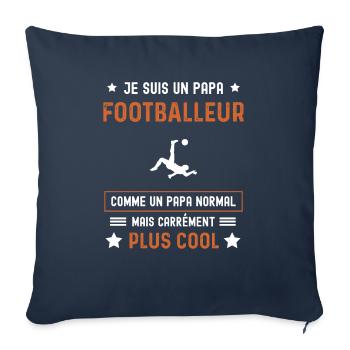 papa footballeur normal père foot - Housse de coussin décorative 45 x 45 cm - bleu marine - Devant