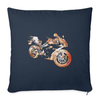 Feu de moto - Housse de coussin décorative 45 x 45 cm - bleu marine - Devant