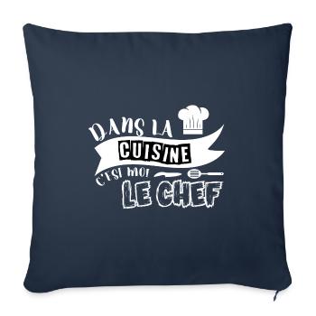 T-shirt chef cuisinier humour cuisine homme femme - Housse de coussin décorative 45 x 45 cm - bleu marine - Devant