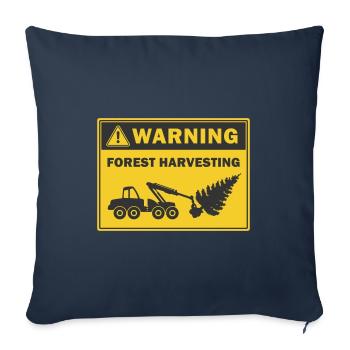 Forest Harvesting Warning Log harvester icon - Sofa pillowcase 17,3'' x 17,3'' (45 x 45 cm) - navy - Front