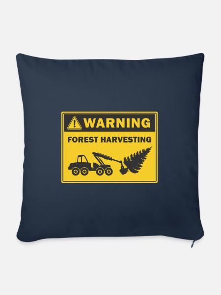 Waldernte Warnung Symbol für den Holzernter - Sofakissenbezug 45 x 45 cm - Navy