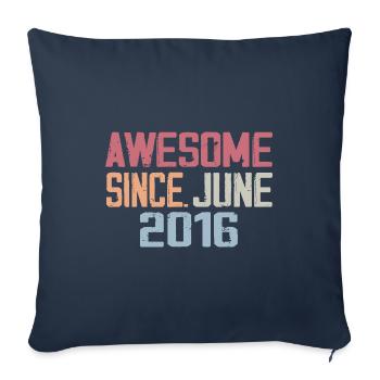 Juin 2016 Juin Cadeau Anniversaire June 2016 Rétro - Housse de coussin décorative 45 x 45 cm - bleu marine - Devant