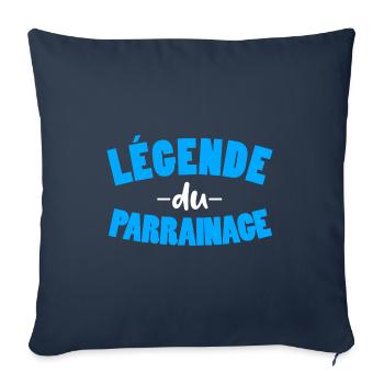 Légende du parrainage humour parrain baptème - Housse de coussin décorative 45 x 45 cm - bleu marine - Devant