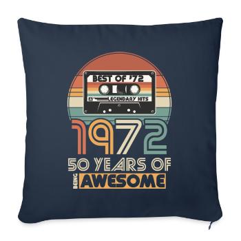 1972 Vintage Born Vintage 50 Anniversaire Rétro - Housse de coussin décorative 45 x 45 cm - bleu marine - Devant