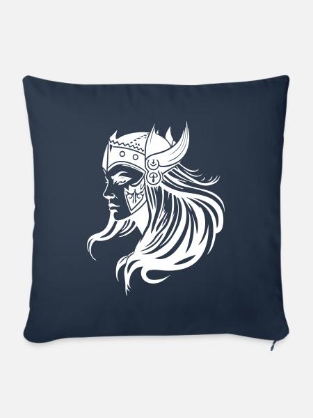 Wikinger Frau Kriegerin Viking - Sofakissenbezug 45 x 45 cm - Navy