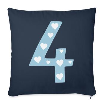 4 Birthday with heart - Sofa pillowcase 17,3'' x 17,3'' (45 x 45 cm) - navy - Front