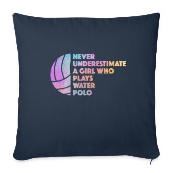 01594 water-polo fille ballon de plage swaswimmers swimm - Housse de coussin décorative 45 x 45 cm - bleu marine - Devant